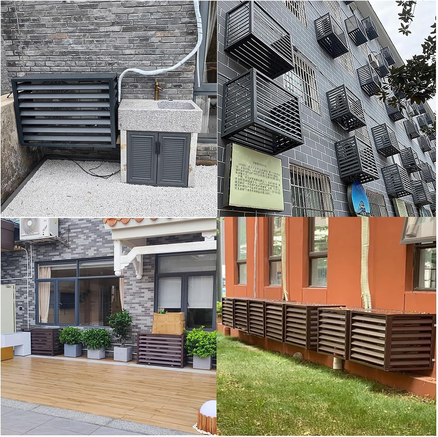  Housse De Protection En Aluminium Pour Climatiseur – Clôture Décorative Pour Pompe à Chaleur Extérieure, Unité De Climatisation Autonome Et Housse Poubelle Idéale Pour Une Utilisation En Intérieur
