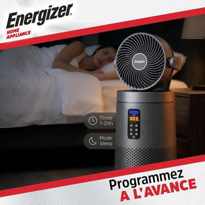  Energizer Ventilateur Colonne Purificateur D'Air Silencieux 35 DB, 368 M³/h, Oscillation 90°, 72 Cm, 4 Vitesses, Filtre HEPA Nettoyable, Pour Chambre Et Salon, Gris