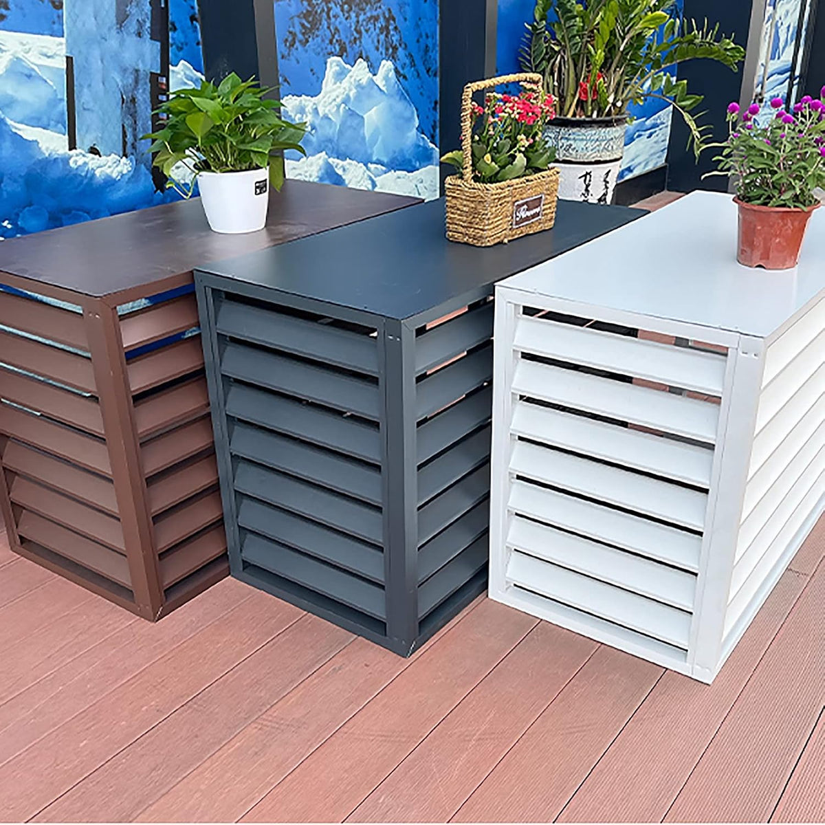 GENERIC Housse De Protection Pour Climatiseur Extérieur - Clôture De Protection Pour Climatiseur - Résistant Aux Intempéries - Étagère De Rangement Pour éviter Les Dommages Et Les Débris