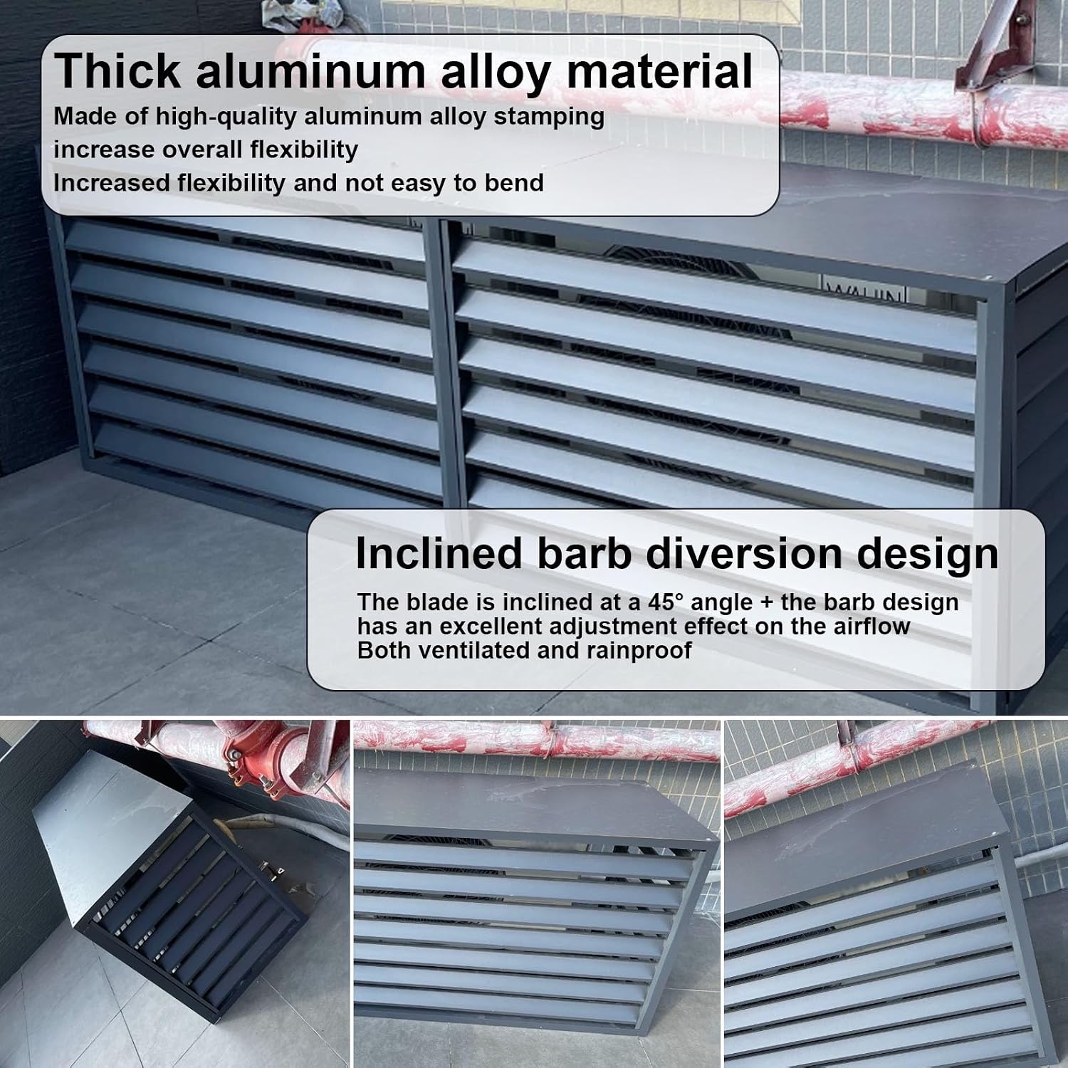GENERIC Housse De Protection Pour Climatiseur – Protection En Aluminium Pour Unités Extérieures Mini Split AC Couvre Radiateur Pour Systèmes De Climatisation Résistant Aux Intempéries Et