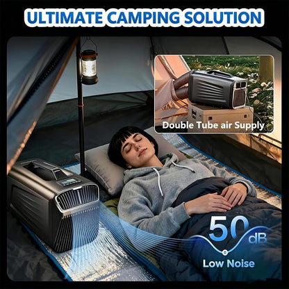  Climatiseur Portable Pour Tente 5200 Climatiseur Btu Pour Camping-Car, Refroidissement + Déshumidification + Ventilation + Mode Veille + Minuterie 24 H, Jusqu'à 10M², Conduit D'évacuation Inclus