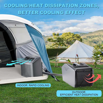  Climatiseur De Camping Sous Tente | Climatiseur Portable Avec Télécommande Multifonction, Compatible Avec Alimentation 48 V Ca/Cc, Adapté Au Camping En Tente, Au Camping-Car Ou À La Maison.