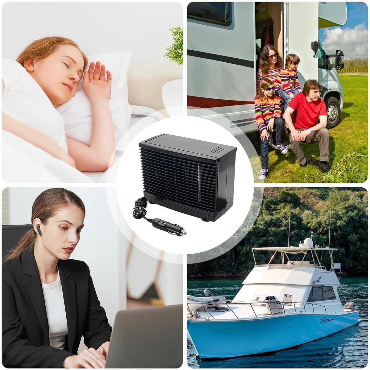  Ventilateur AC Portable Pour Véhicule - Ventilateur Climatiseur Pour Véhicule | Rafraîchisseur D'Air Évaporatif 12V Pour Camion Camping-Car Voyage Sous-Sol Chambre Garage