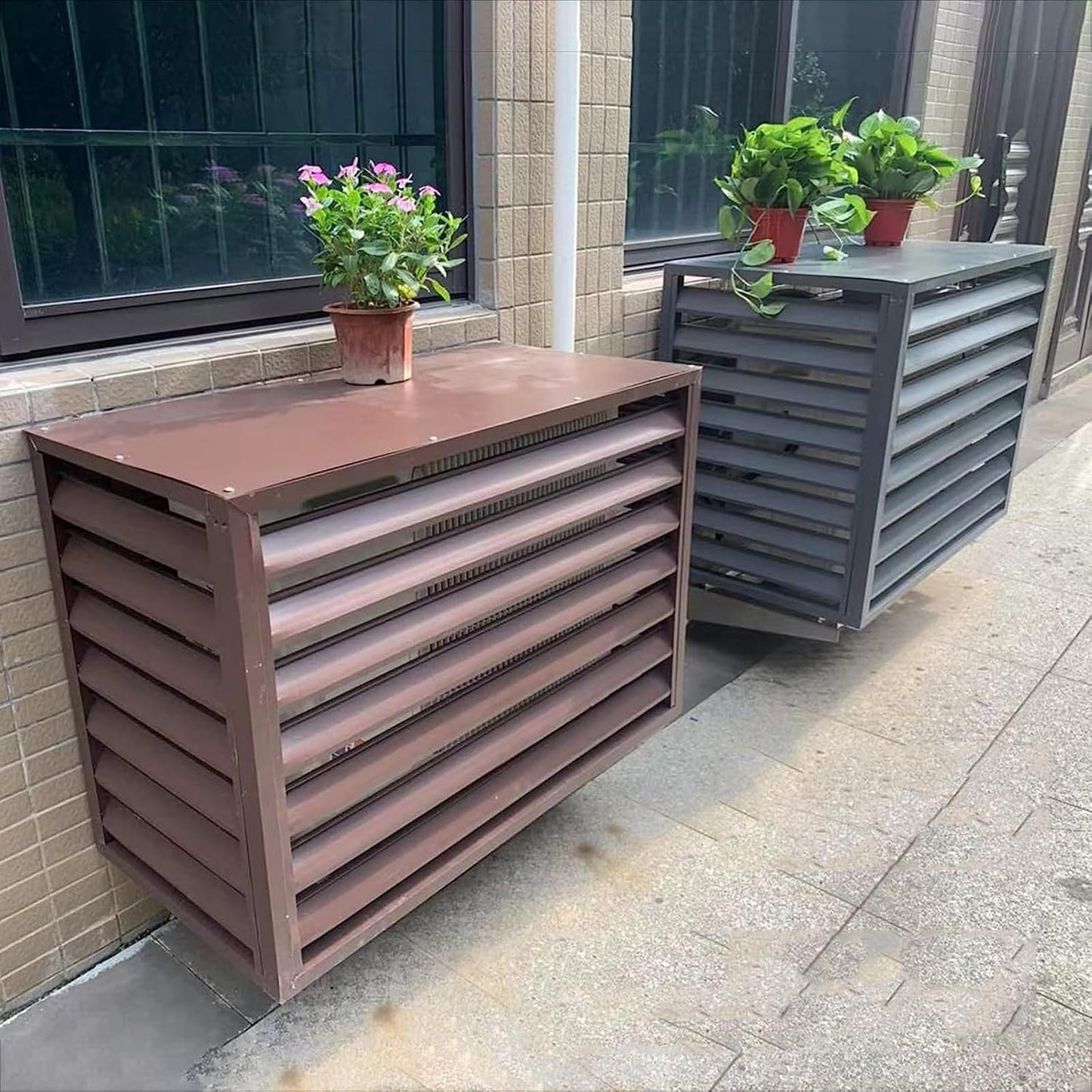  Housse De Protection En Aluminium Pour Climatiseur – Clôture Décorative Pour Pompe à Chaleur Extérieure, Unité De Climatisation Autonome Et Housse Poubelle Idéale Pour Une Utilisation En Intérieur