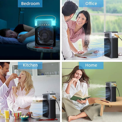 Climatiseur Lumière 7 Couleurs, Ventilateur, Humidificateur Et 5 Pulvérisateurs USB Pour Maison, Bureau Ou Chambre, Avec écran Tactile Et Stylo Personnalisé