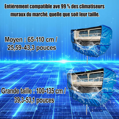  Kit De Nettoyage Pour Climatiseur Split(Panneaux Latéraux Améliorés), Avec Un Espace Supplémentaire Sac De Nettoyage Pour Climatiseur Split(Bleu Foncé, Petit, 18 Pièces)