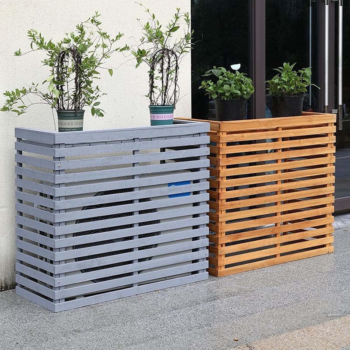 GENERIC Volets En Bois Massif Résistant Aux Intempéries Pour Climatiseur Central Dissimuler élégamment L'unité Extérieure De Qualité Supérieure Pour Améliorer L'espace Extérieur