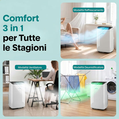  SereneLife Climatiseur Portable 7 000 BTU – Clim Mobile 3 En 1 Silencieuse Avec WiFi, Déshumidificateur, Ventilation, Rafraîchisseur D’Air, Contrôle APP, Kit Fenêtre, Pour Chambre Et Bureau