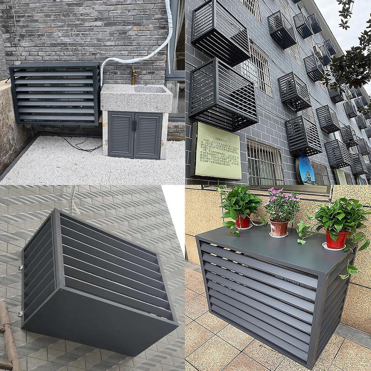  Housse De Protection Pour Climatiseur Extérieur, Protection De Pompe à Chaleur En Aluminium, Housse Résistante Aux Intempéries, Gris Et Blanc, Taille : 110X, Parfaite Pour Une Utilisation Toute