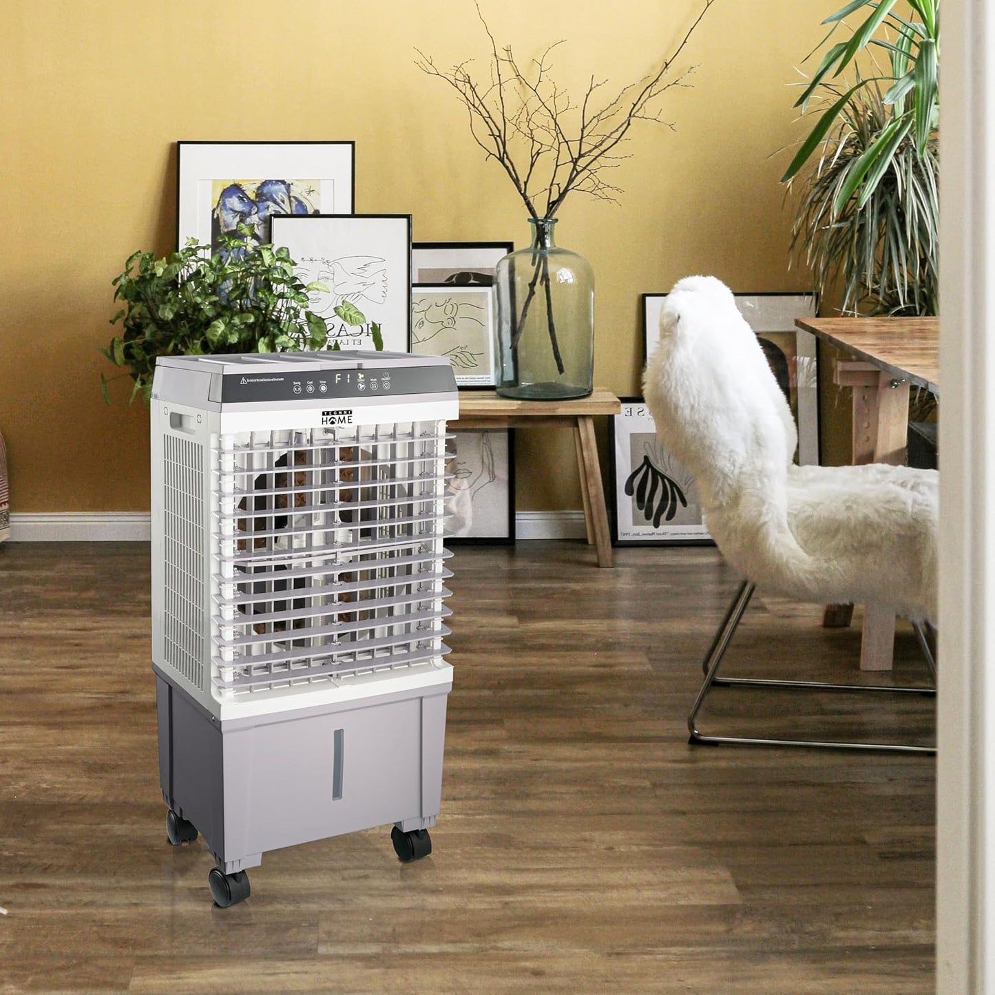  Refroidisseur D'air Par évaporation Portable 3 En 1, Climatiseur, Humidificateur, Ventilateur à 3 Vitesses, Refroidisseur De Marais Avec Réservoir De 5,3 Gallons, 4 Blocs De Glace